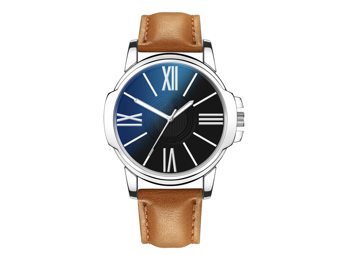 Reloj De Cuarzo Para Hombre Con Correa De Cuero Pulsera Casual Cristal Vidrio