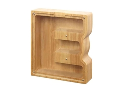 Hucha de madera con forma de letra Drt para guardar monedas y monedas