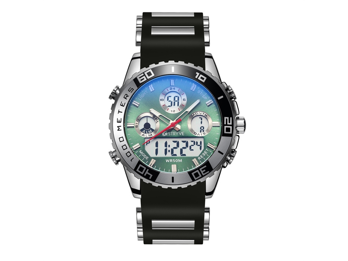 Reloj Deportivo Personalizado (verde), Cronógrafo Luminoso E Impermeable Con Alarma Electrónica.