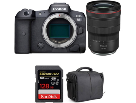 Kit Cámara CANON EOS R5 RF 15-35mm f/2.8L IS USM + SanDisk 128 GB + Bolsa (Full-Frame)