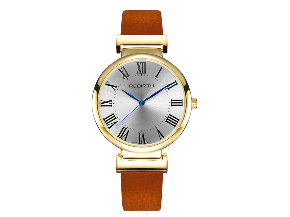 Reloj De Pulsera Analógico Con Correa De Piel Sintética, Movimiento De Cuarzo, Acero Inoxidable, Rojo.