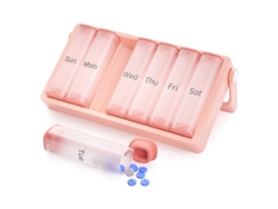 Organizador Semanal De Pastillas Eifson 7 Días Am Pm Con Mango Sin Bpa (rosa Transparente)
