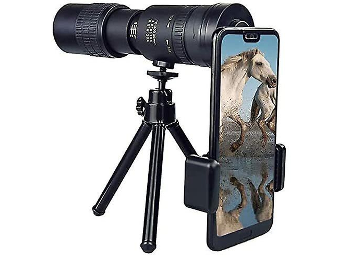 Telescopio monocular superteleobjetivo con zoom de 300 x 40 mm y trípode, impermeable, antivaho, HD, para viajes y acampadas, color negro