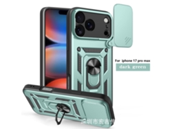 Capa Para Celular Veicular Com Sistema Magnético Anti-quedaverde Escuro (abertura Lisa) - Iphone 17 Pro Max (furo De Precisão)