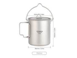 Tomshoo Panela De Titânio 750ml Ultraleve Portátil Com Tampa E Alças Plegáveis Para Camping Trekking