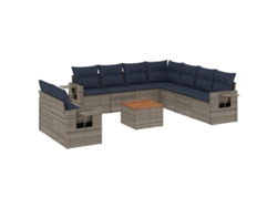 Maison Exclusive - Conjunto De Sofá De Jardín De 10 Piezas Con Cojines, Poliratán Gris