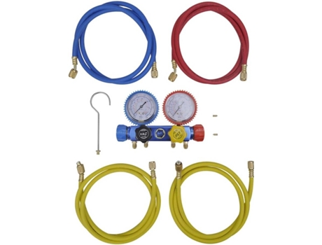 vidaXL Conjunto de manómetro de cuatro vías para aire acondicionado