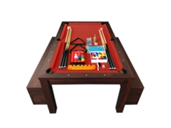 Mesa de Billar Convertible Roja de 7 Pies con Bancos - Etna