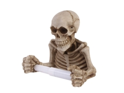 Porta-papel higiênico de parede em formato de caveira, decoração gótica à prova d'água em resina, ideal para banheiro no Halloween (2026).