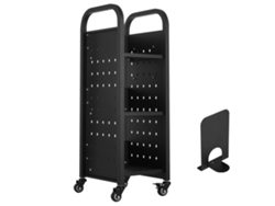 Carro Para Libros Con Ruedas De 3 Niveles, Diseño En Forma De L Succebuy, Negro