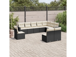 Conjunto de sofás de jardín de 10 piezas DKD Home Decor con cojines de mimbre negros