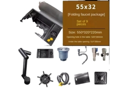 Fregadero empotrado de acero inoxidable, de un solo seno, grifo plegable compacto, 55 cm x 32 cm, OEM