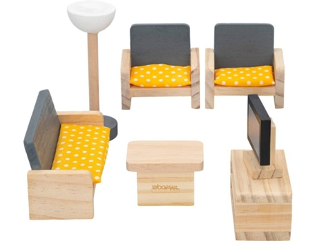 Muebles de Madera WOOMAX Set Salón Casa De Muñecas (Edad Mínima: 3 años)