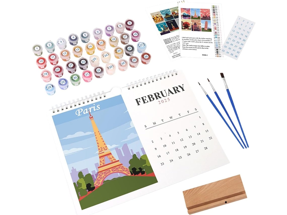Calendario De Pared Divertido De 2025, Para Pintar Por Números, Mensual De 2025, De Pintura Acrílica