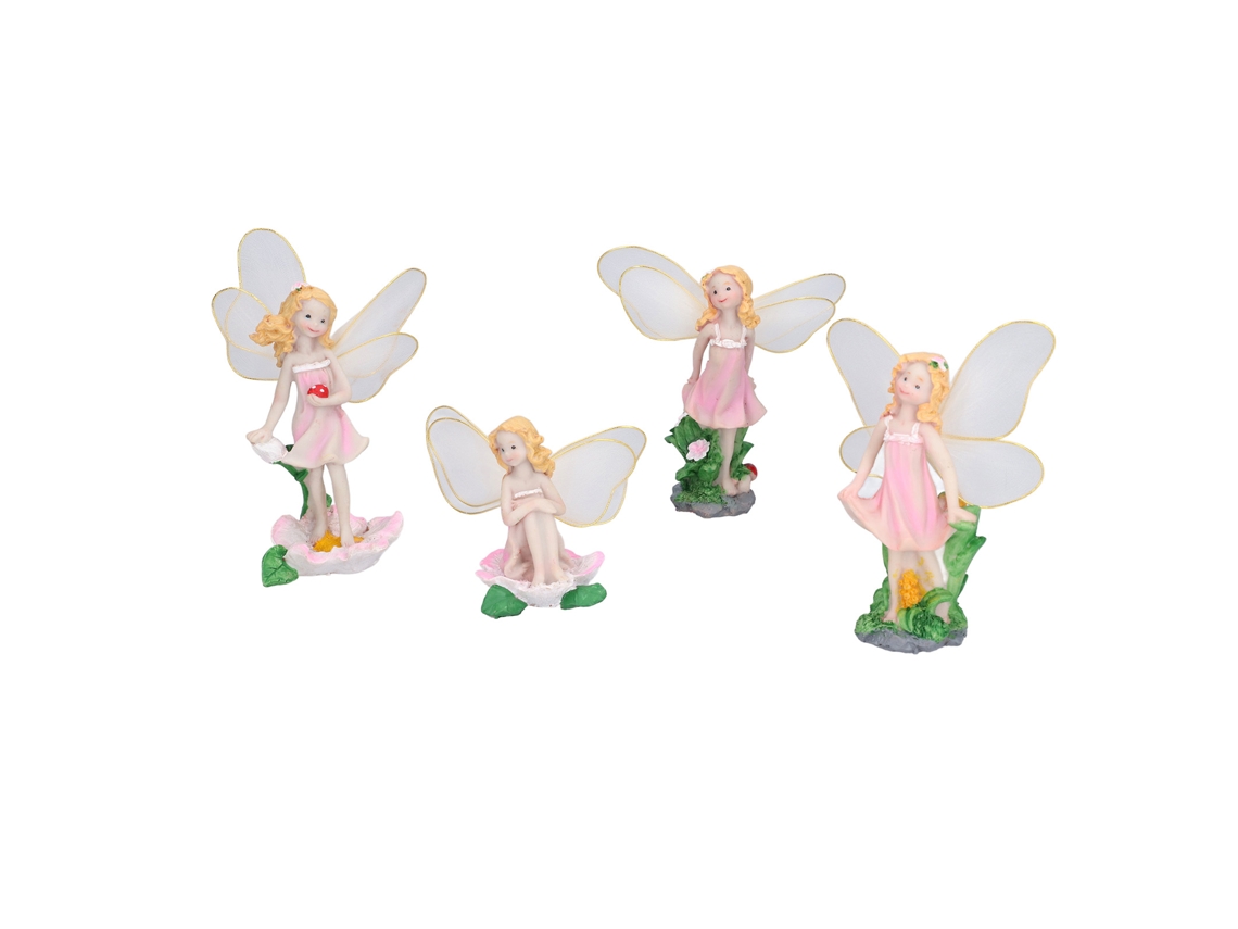 4 estatuillas de hadas con flores de resina | Sin marca