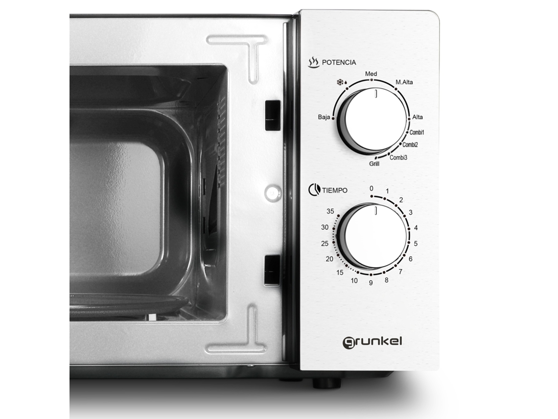Microondas grill de 25 litros de capacidad con 5 niveles de potencia color  blanco Grunkel