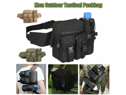 Bolsa Cintura Táctica Militar Oxford Nylon Para Camping Senderismo Outdoor Ajustable 16x9x19cm Negro
