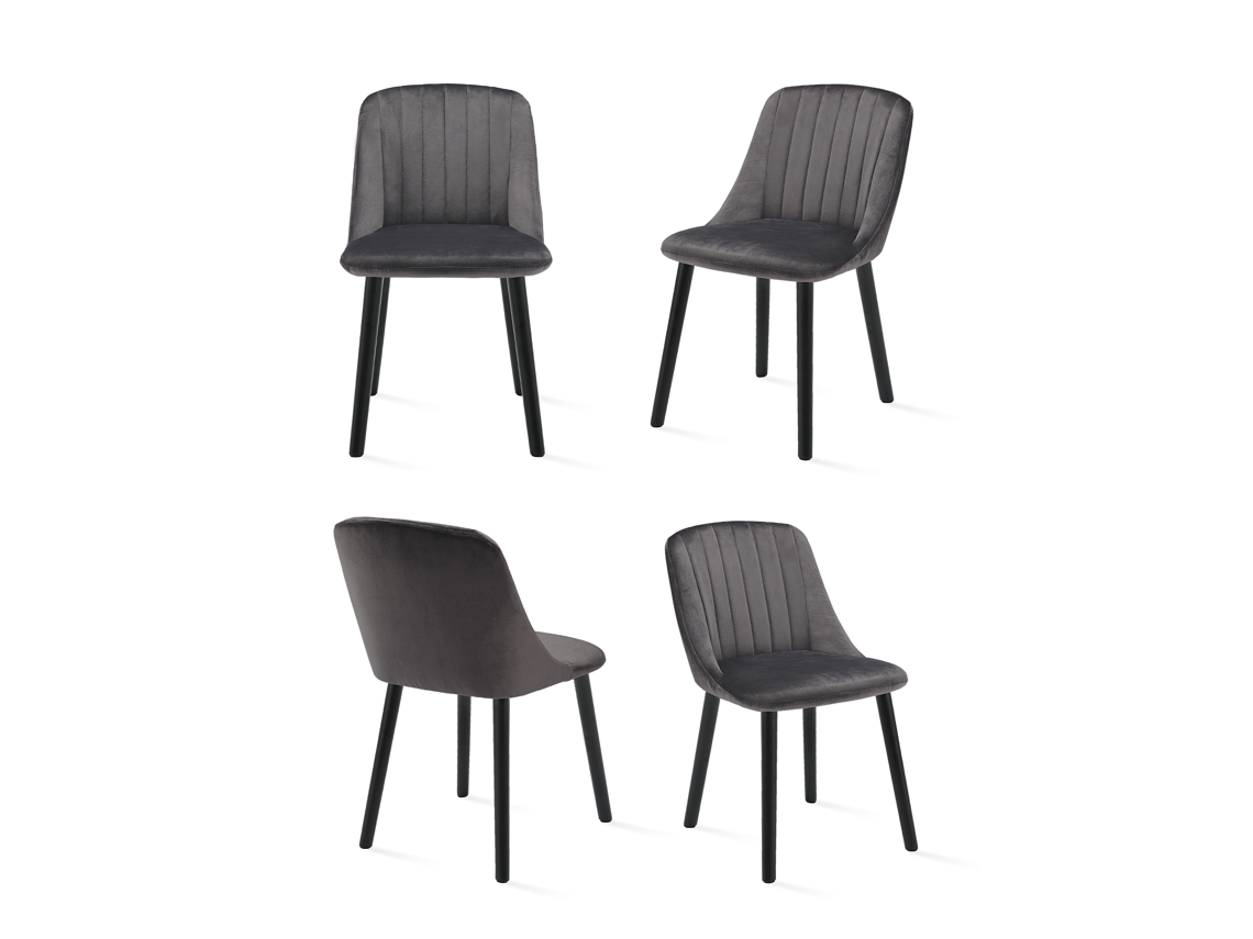 Sillas De Comedor Goeurvant 993(pack De 4, Gris Oscuro, Terciopelo)