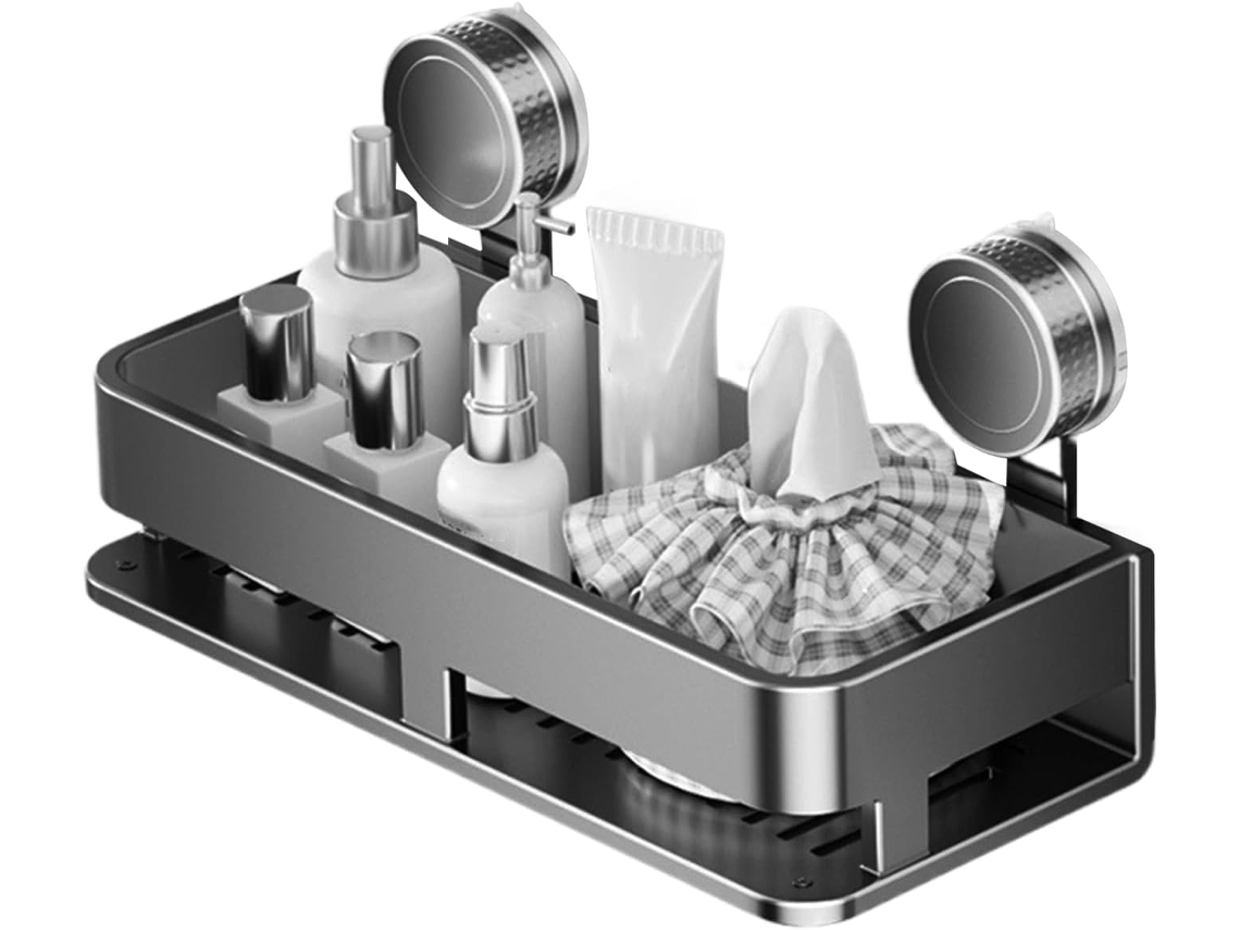 Organizador De Almacenamiento Con Ventosas Especias Ganchos Extra Bles Bandeja Inoxidable No Requiere Perforaci N