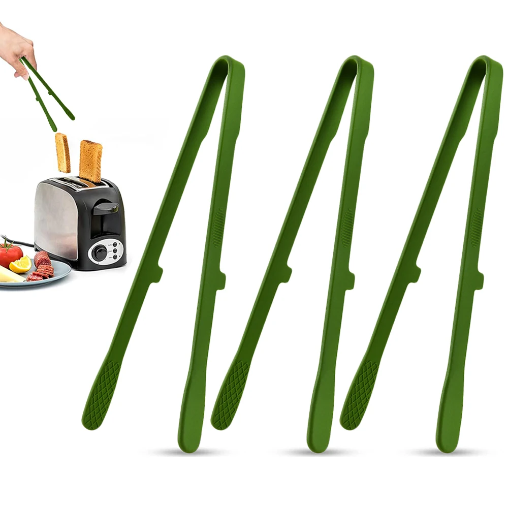 Alicates de cocina de precisión de silicona, antideslizantes y resistentes al calor, ideales para asar y cocinar. MDUG (verde, 3 unidades)