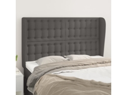 Cabecero Con Orejas De Cuero Sintético Gris 147x23x118/128cm