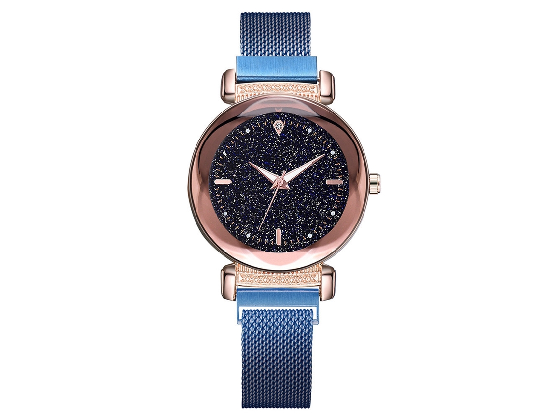 Reloj De Pulsera De Cuarzo Informal Para Mujer Con Correa Redonda De Aleación Azul.