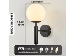 Lámpara De Pared Moderna Para Interiores (negra), Fuente De Luz Led