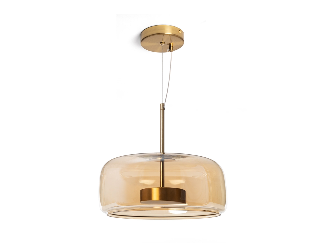 Lámpara colgante LED de 7 W de metal y cristal con pantalla ámbar Ledkia