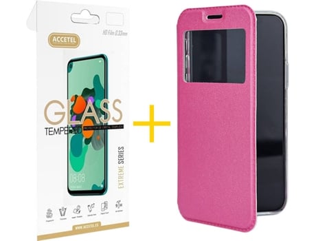 Carcasa + Protector de Pantalla para Samsung Galaxy S22 Plus 5G ACCETEL Rosa
