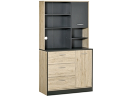 Aparador Cozinha 2 Portas, 3 Gavetas, 3 Prateleiras, Tampo Amplo, 90x39x169cm, Carvalho Claro/cinza. ZENCORE SERVICES