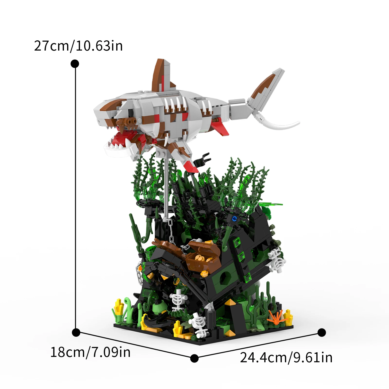 (66160) Bloque De Construcción Decorativo Moc De 1014 Piezas Del Modelo Death Shark Wealth, Juguete Educativo