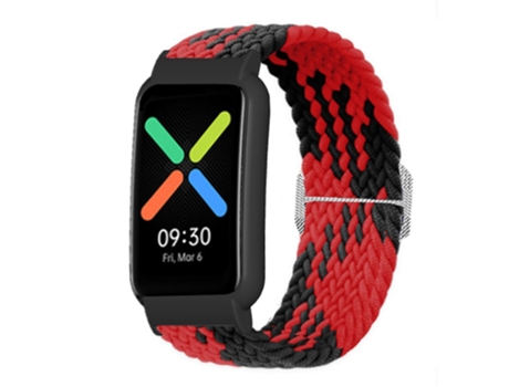 Correa de nailon con elástico de punto para Oppo Watch - negro rojo/negro