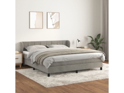 Cama Box Spring Con Colchón Terciopelo Gris Claro 160x200 Cm