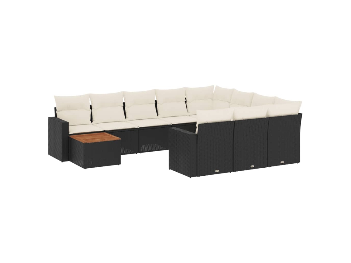 Maison Exclusive - Set De Sofás De Jardín 11 Pzas Y Cojines Ratán Sintético Negro