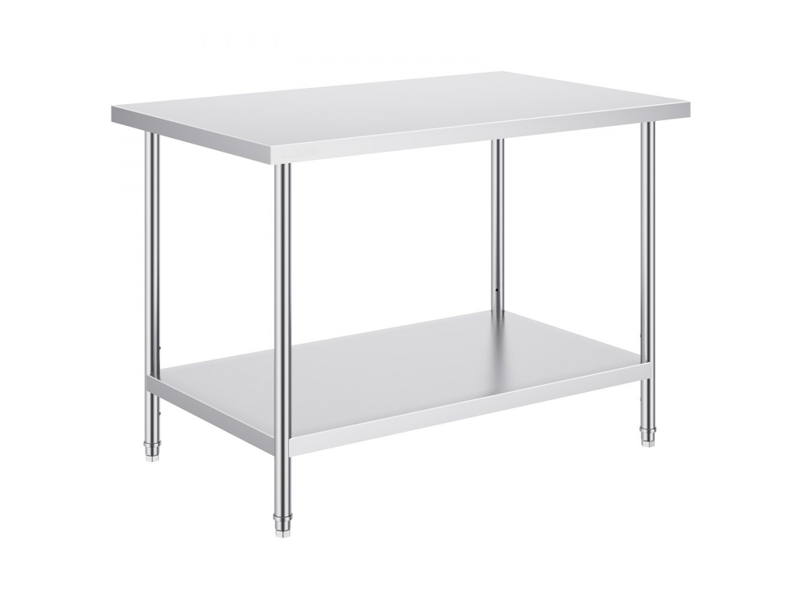 Mesa de trabajo de acero inoxidable 762x1219mm con estantes ajustables Tekmaquinas