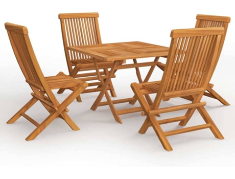 Conjunto 5 Conjunto de comedor de jardín VIDAXL madera maciza de teca
