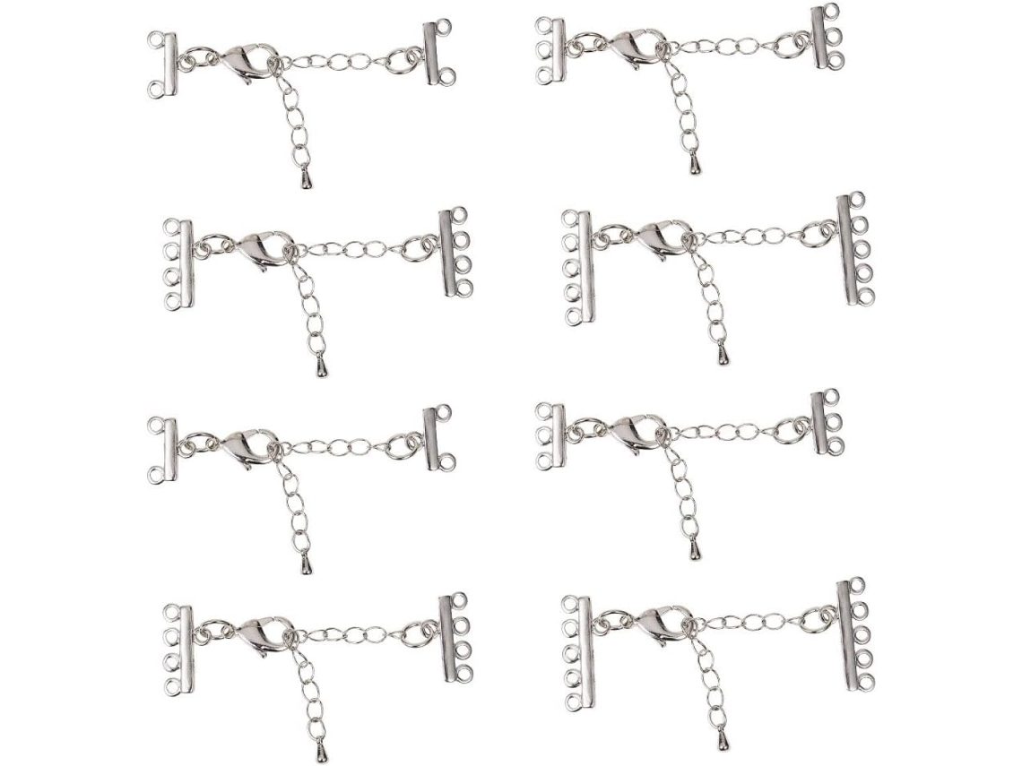 Cadenas De Extensión Nuobesty De Acero Inoxidable Plateado, 8 Piezas, Ajustables Y Fáciles De Usar.