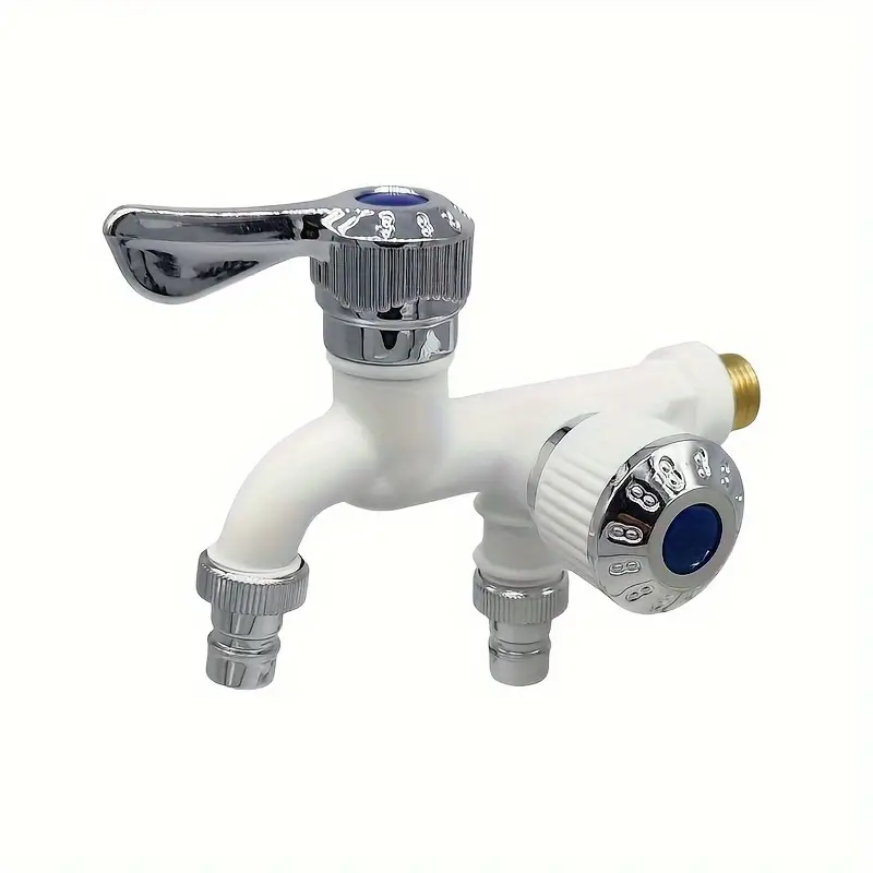 Grifo Con Doble Salida De Agua, Anticongelante Resistente A Altas Temperaturas Y Antisalpicaduras (blanco) Chrui