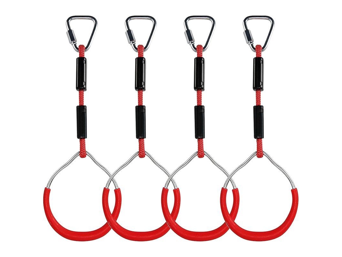 Anillos De Escalada Infantil Columpio Multifunción Plástico Carga Máxima 160kg Obstáculo Ninja Jardín Rojo