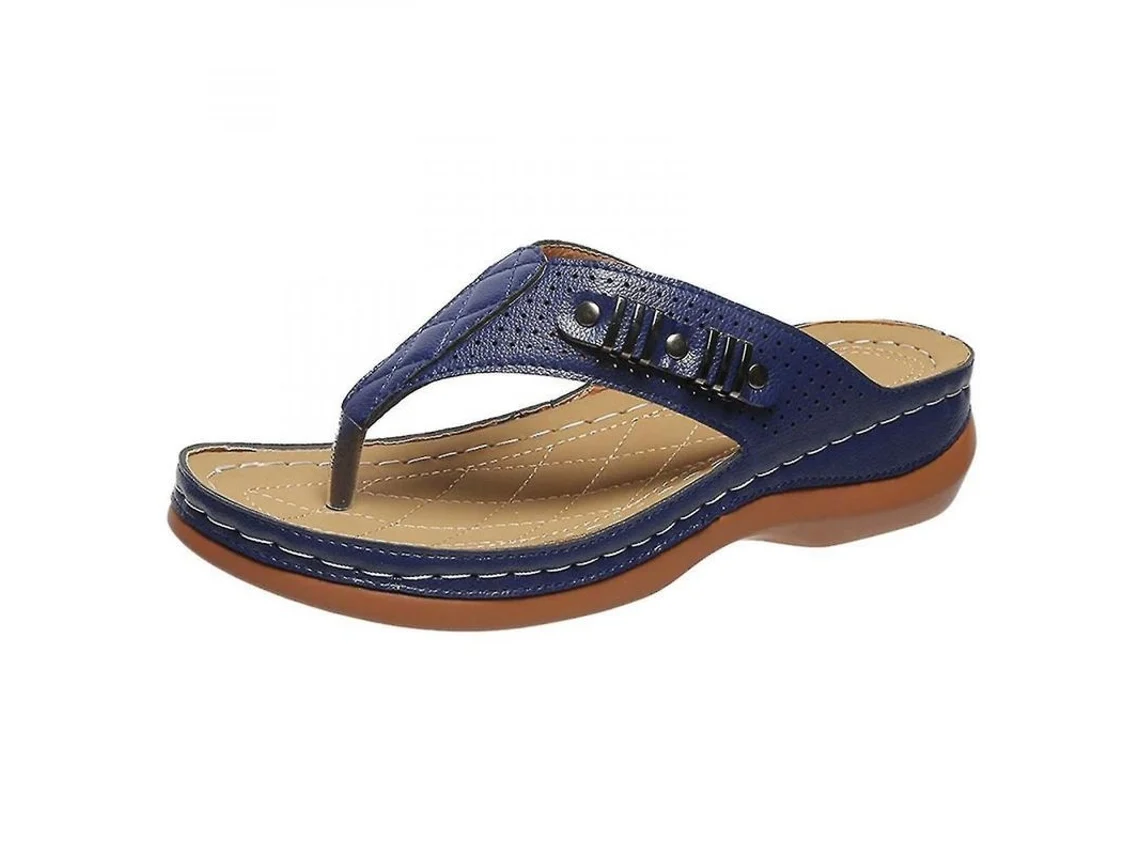 2026-sandalias Ortopédicas Para Mujer Con Tacón Wedge Suelas Ergonómicas Zapatos Cómodos Playa Exterior 39 Azul