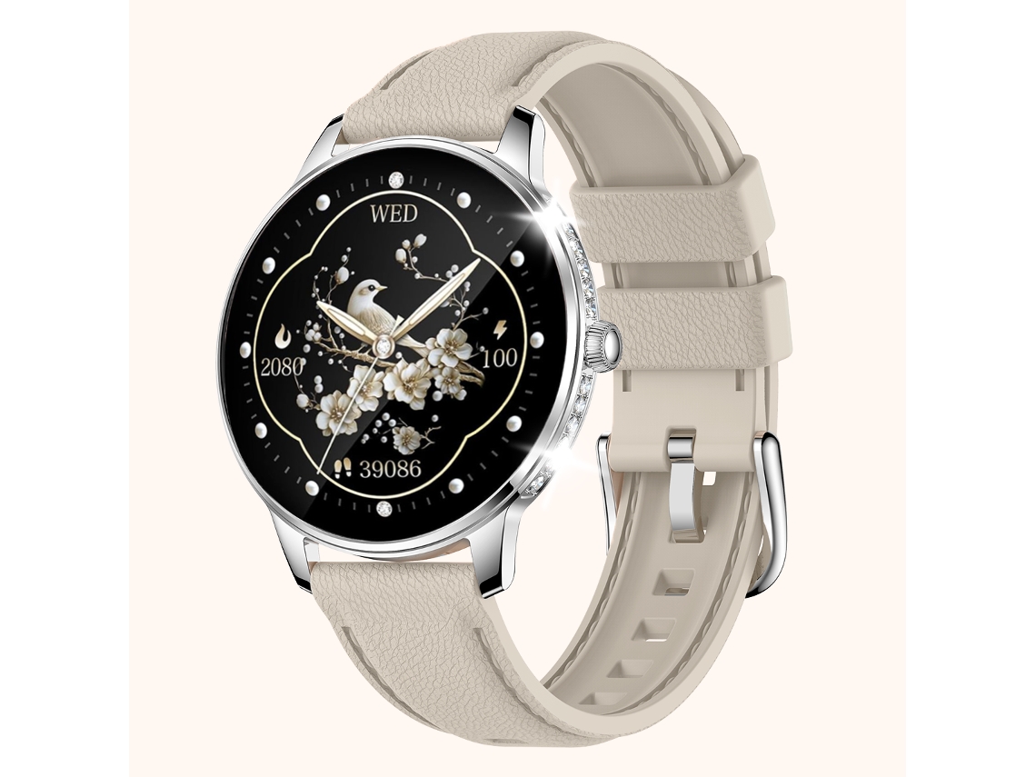 Reloj Inteligente Hk38 Estilo Diamante Amoled Bluetooth Llamadas Función Fitness Plateado