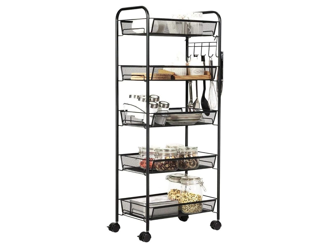 VVJIJILLY Carrinho De Armazenamento De Comida, Móvel De Cozinha Com Rodas, Multiusos, Prateleiras Para Snacks