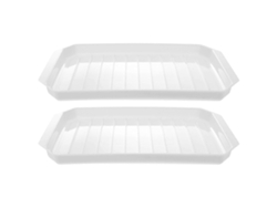 2 bandejas para hornear tocino en microondas, máquina para hacer huevos y salchichas, accesorios de cocina Rosewell (blanco)