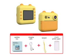 Cámara instantánea, mini cámara de impresión térmica para niños, color amarillo Cuich