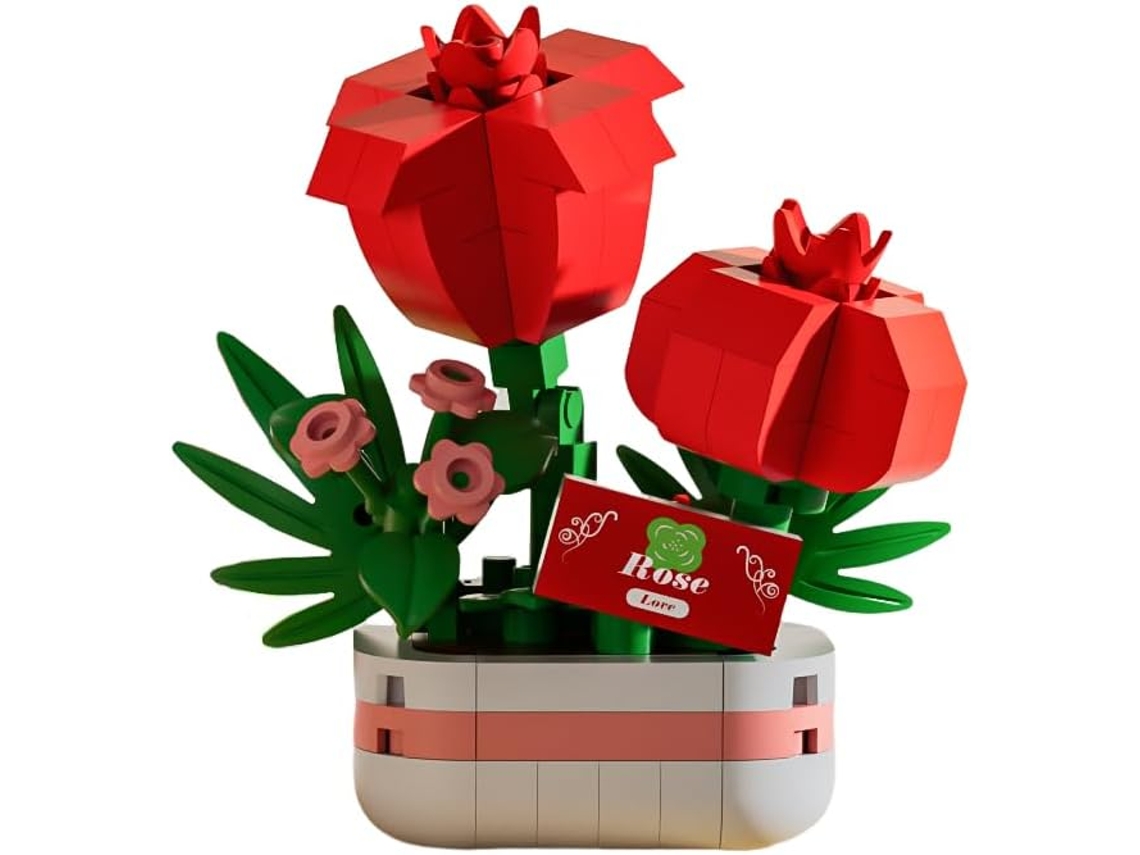 Bloques de construcción de flores de bonsái DIY adecuados para la decoración del hogar rojo Siurn