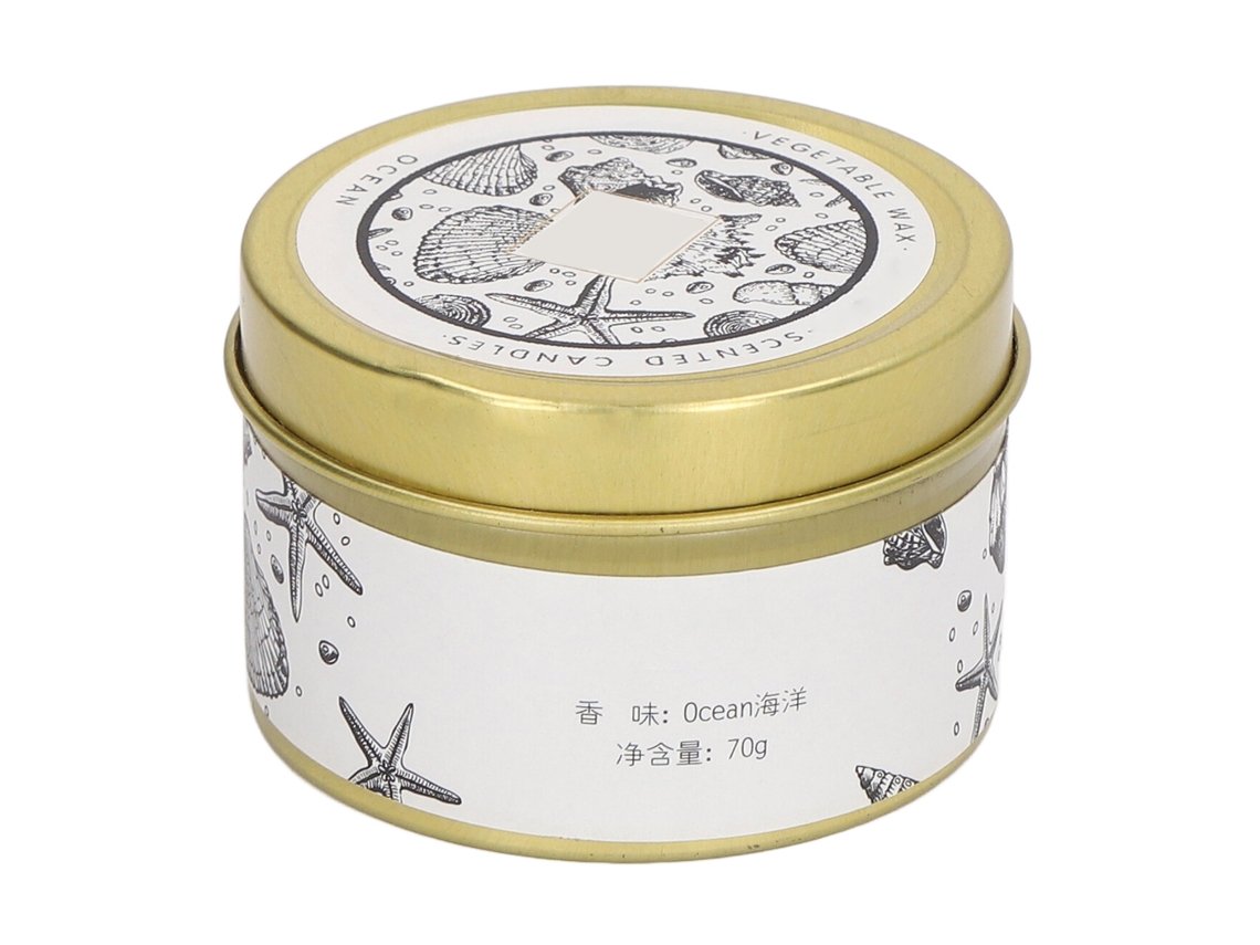 Rebe-vela Aromática De Cera De Soja Con Aceite Esencial Natural, Vela De Lata Para Cena Con Velas, Oro 70g Océano