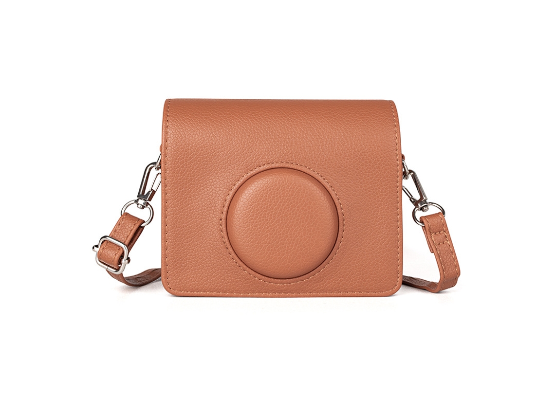 Estuche Chrui para cámara sin espejo Instax Mini Evo, de piel sintética con correa para el hombro (marrón)