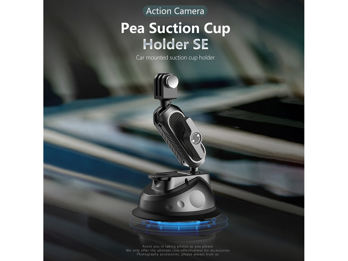 Soporte con ventosa para teléfonos, cámaras, iPhone y GoPro, ideal para coches y de uso versátil.