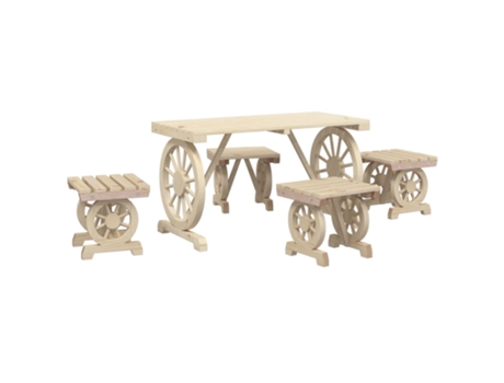 Conjunto 5 de comedor de jardín VIDAXL madera maciza de abeto