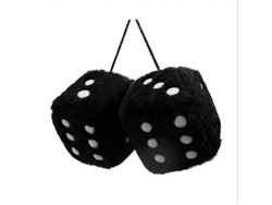 Par De Dados De Peluche Cuadrados Retro Con Puntos Para Decoración Interior De Coche Grj 7.5cm Negro